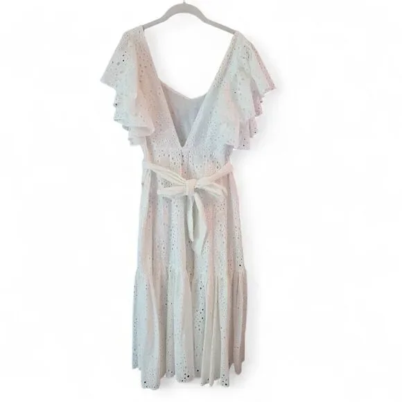 Zara White Wrap Midi Dress with Flutter Sleeves - Picture 4 of 11